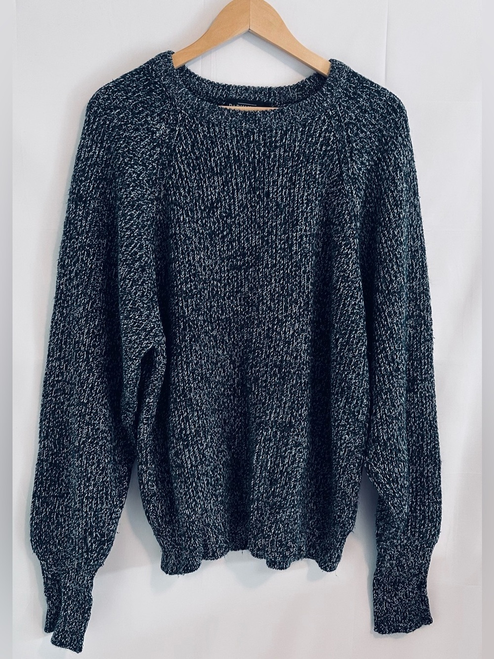 Vintage Parkhurst Chunky Marled Knit Sweater Made in Canada Blue Large